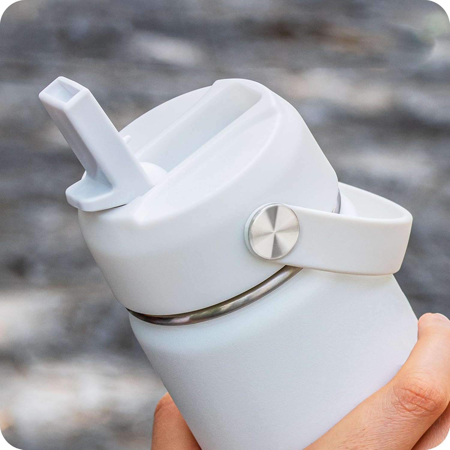 Straw Lid for Hydroflask, Replacement Lids with Straw for Hydroflask 12 16 18 20 32 40 64Oz Wide Mouth Water Bottles, Straw Cap with Flexible Handle for Hydro Flask(White) - Purple image number 6