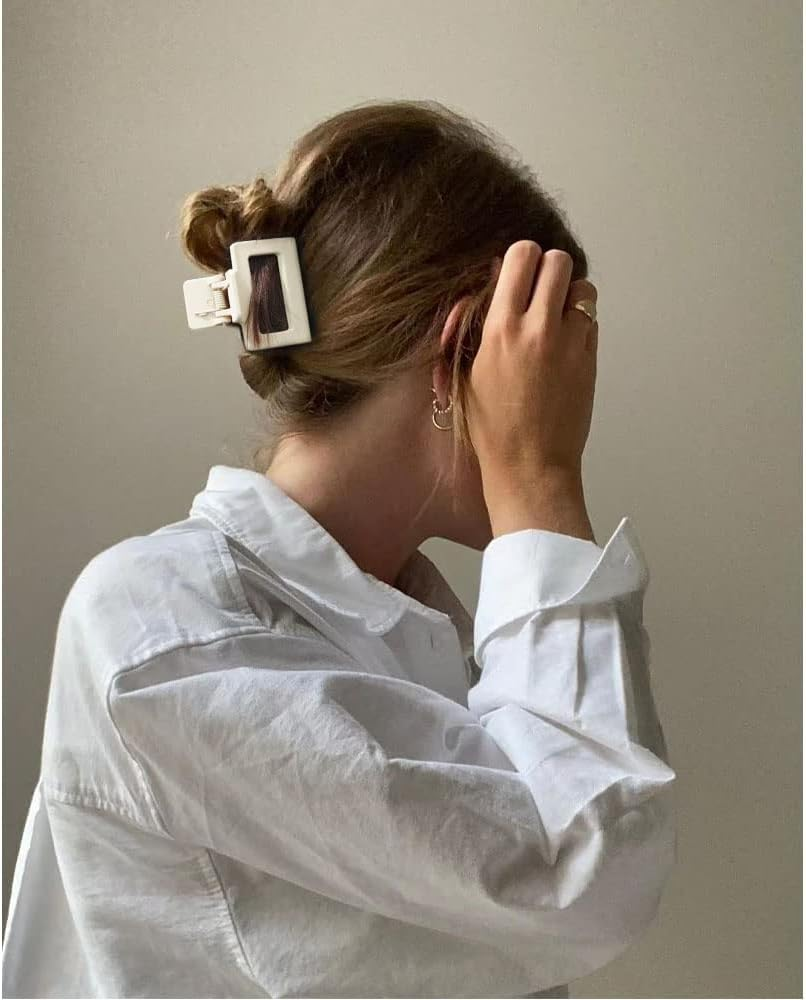 4PCS Hair Clips Set - Small Neutral Color Matte Claw Clips for Thin and Thick Hair, 2 Square Hair Accessories for Women image number 3