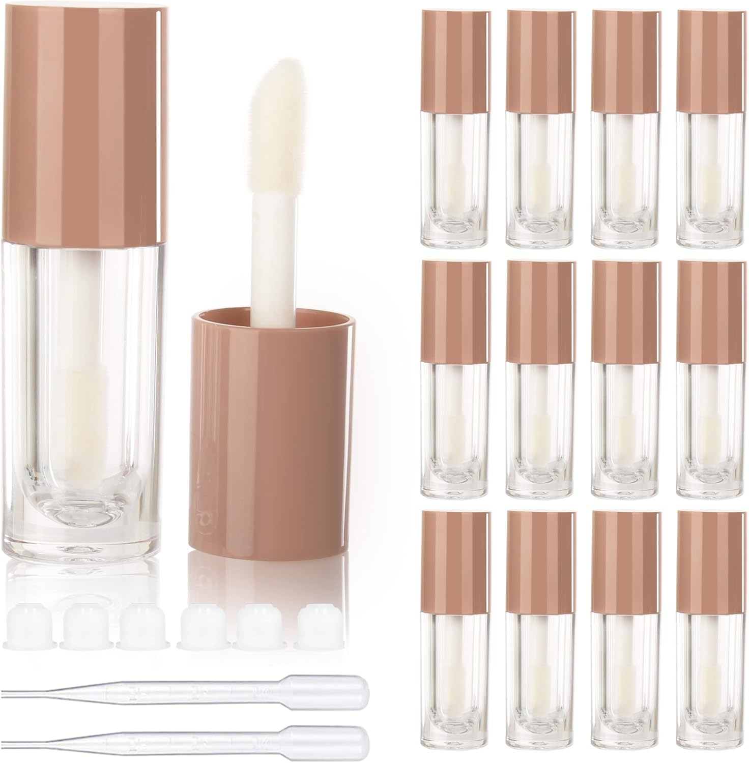 COSIDEA 14Pcs Empty Purple 6Ml Big Brush Lip Gloss Tubes for DIY Lip Gloss, Lipgloss Containers