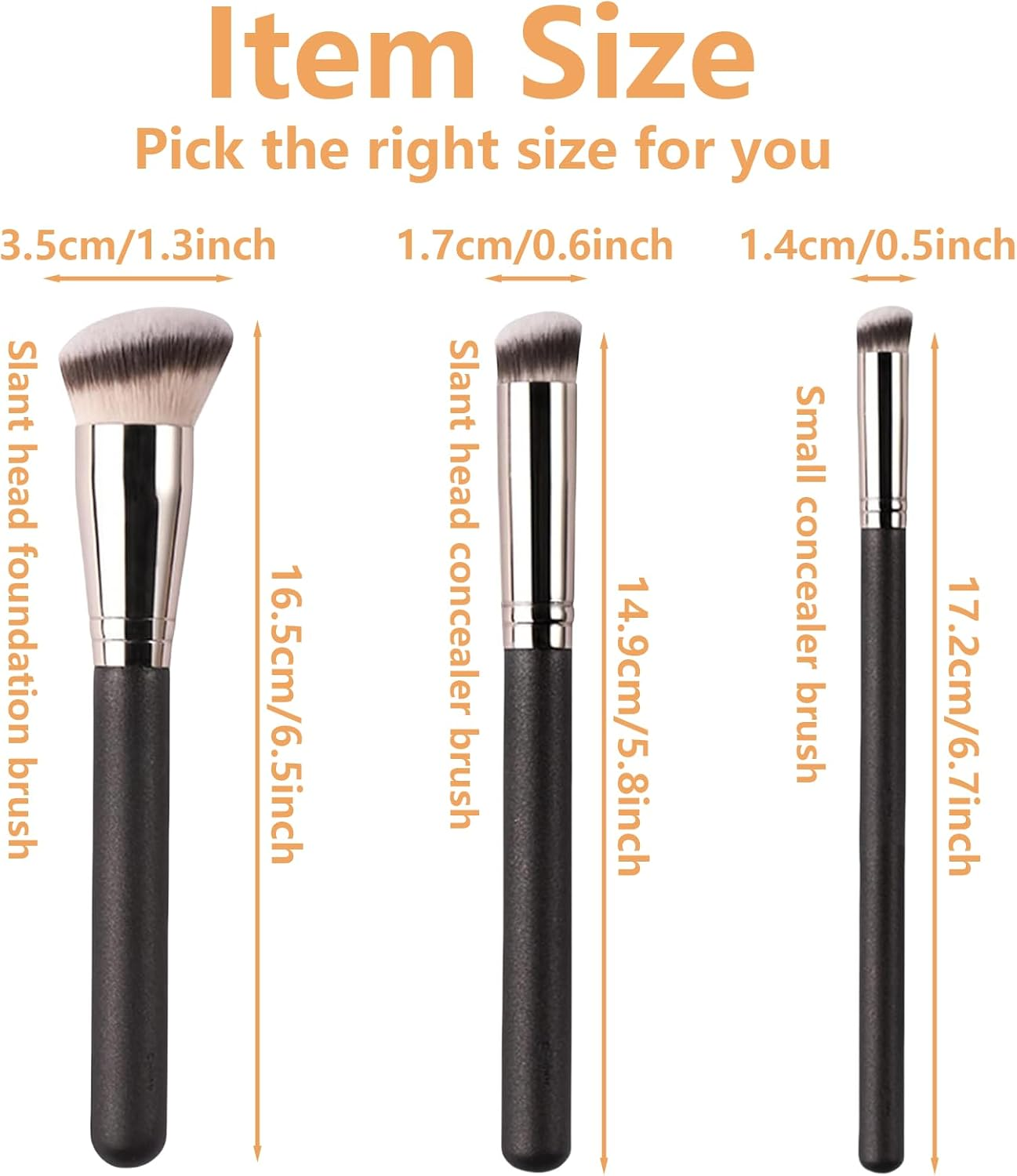 ONBPIY 3Pcs Concealer Brush Set Professional Makeup Brushes Slanted Foundation Brush and Angled Concealer Brush for Liquid Cream Powder Foundation Blending image number 4