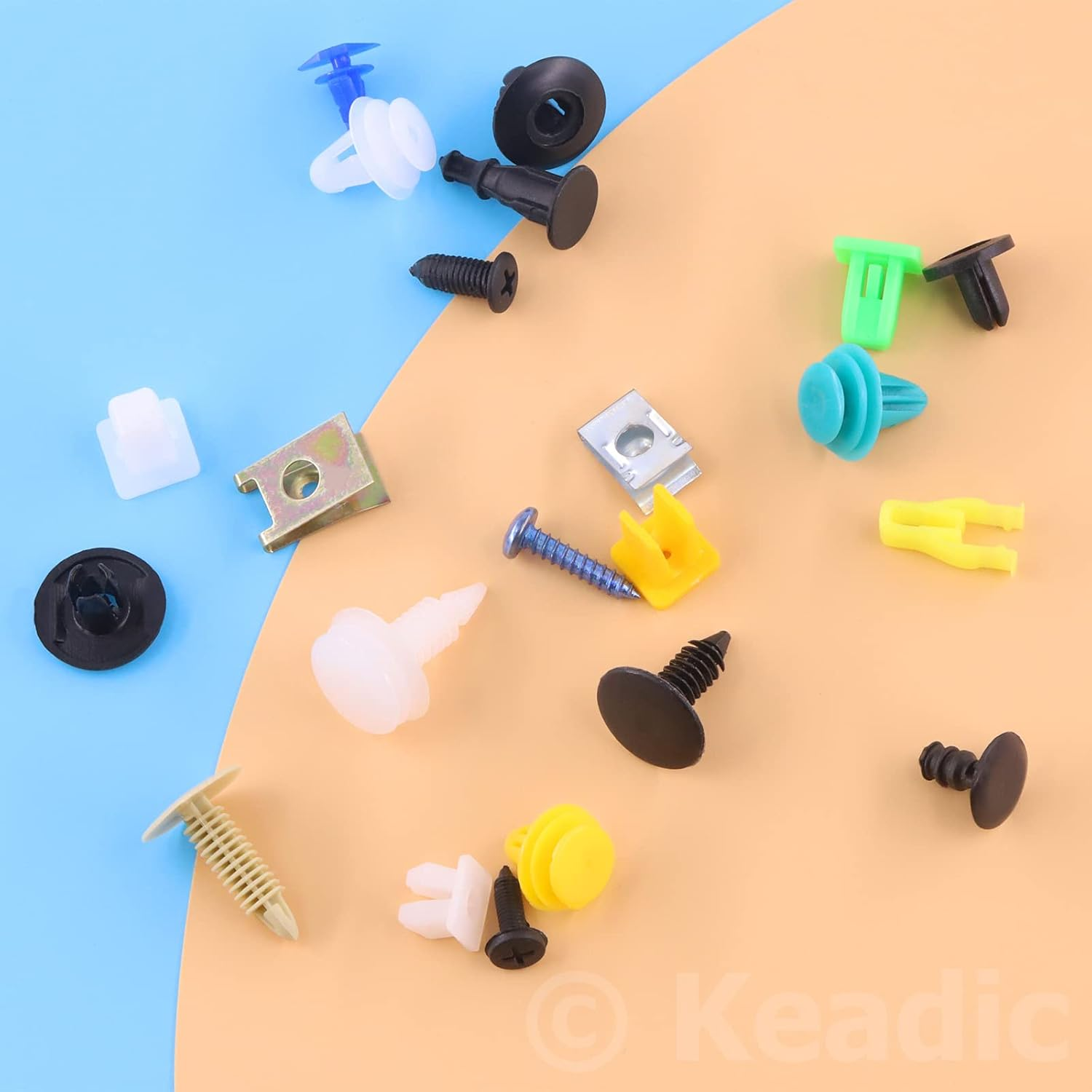 Keadic 500 Pcs Mixed Nylon Bumper Fender Trim Push Fasteners Rivet Clips Replacement Kit, Auto Panel Shield Engine Cover Retainer Fastener Rivet Push Clips for GM image number 2