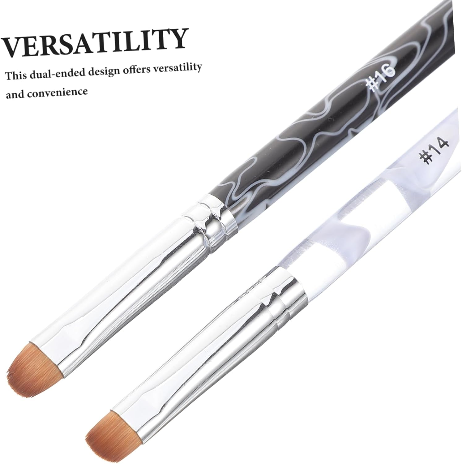 BAZEITFLOW 2Pcs Double Head Nail Brush for Manicure Painting Versatile Nail Art Pens with Comfortable Grip and Precise Dual Ended Design Brushes for Elegant French Tips White Black image number 2