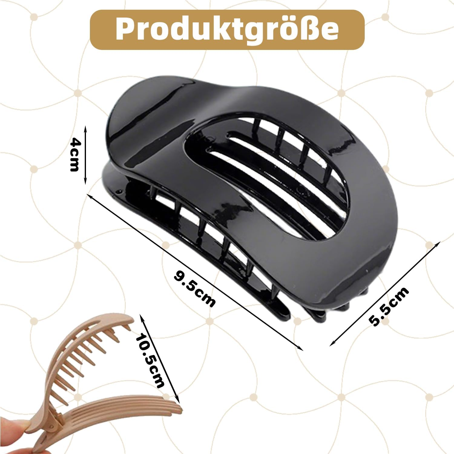 Pack of 4 Flat Hair Clips, Large French Hair Clip, Strong Hold Flat Claw Clips, Non-Slip Flat Hair Clip for Thick or Thin Hair, Daily Life, Sports or Driving