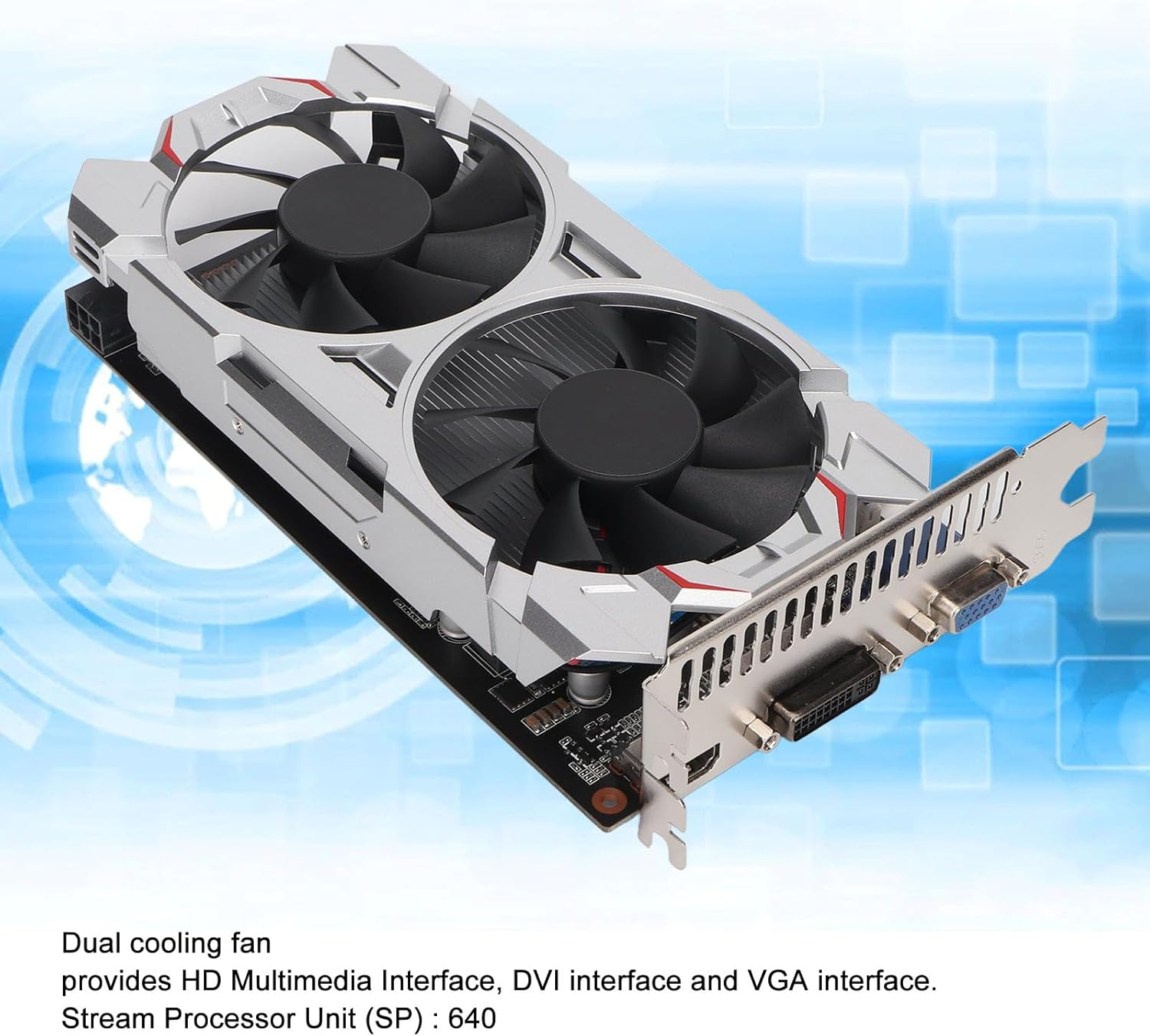 Gtx750Ti Graphics Card, 2GB GDDR5 128BIT 1072Mhz GPU Clock Graphics Card with Dual Cooling Fan, Gaming Video Card for Desktop Computer (Gtx750Ti 2G D5) image number 5