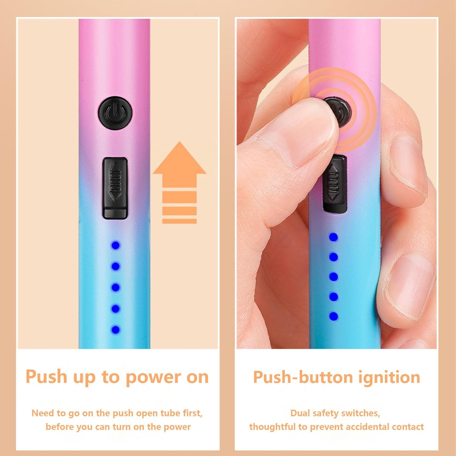Electric Arc Lighter,Candle Lighter USB Rechargeable with 360&deg; Rotating Flexible Neck Flameless Windproof Lighters for Home Kitchen Cooking Outdoor BBQ Camping Stove (Pink Blue Gradient Color) image number 6