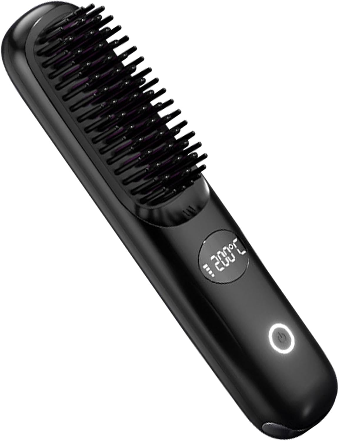 Cordless Hair Straighteners - Portable Hair Straightener Brush | USB Charging Hair Straightening Brush for Thick, Curly, Straight Hair | Hair Straightening Comb for Women(Black) - Purple image number 2