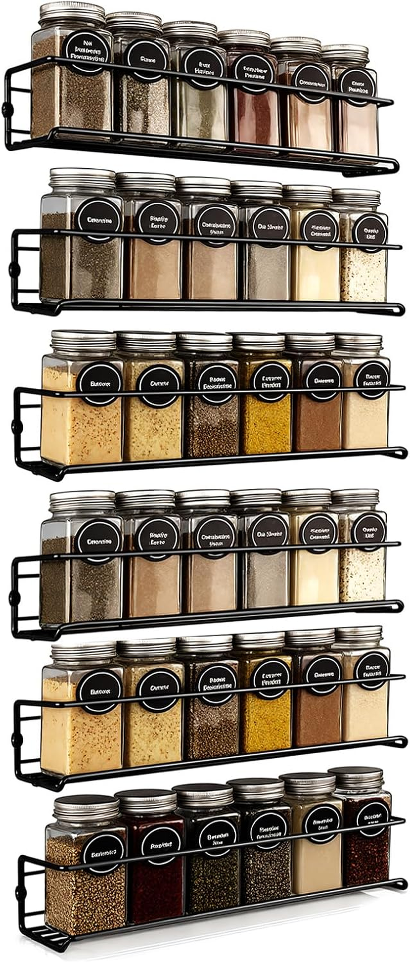 Menbyci Wall Spice Rack Organizer for Cabinet Door- 6 Tier Spice Rack Wall Mount with Adhensive Stickder & Screws - Screw Wall Mounted Spice Rack or Adhesive Hanging Spice Rack image number 1