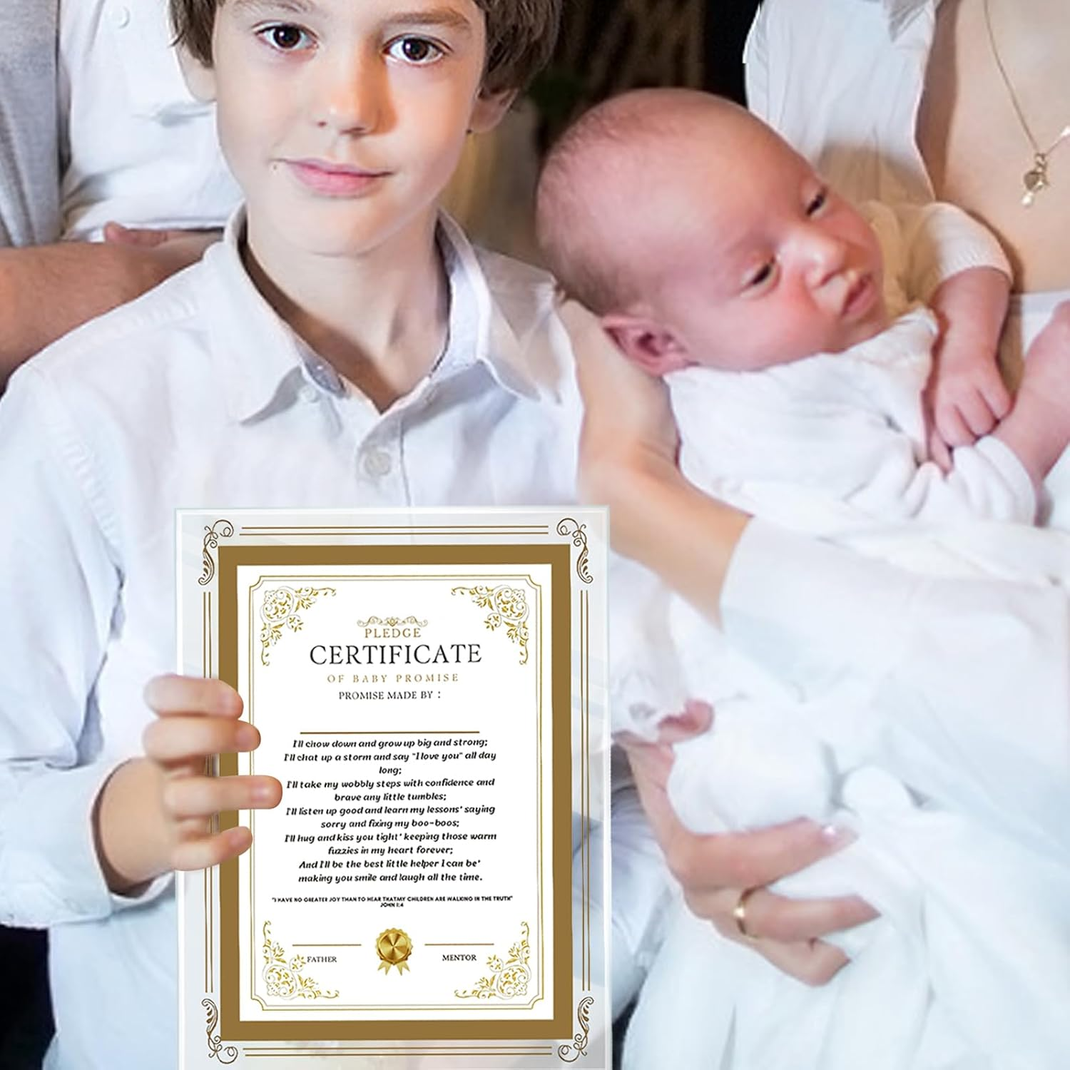 New Parents Gifts, First Time Parents Gifts, Baby Keepsake - Including Baby Commitment, Certificate and Glass Photo Frame image number 5