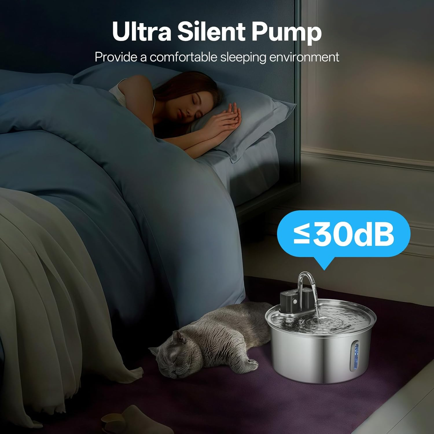 Sanklev 3.2L Wireless Cat Water Fountain, Cordless Cat Water Dispenser with Motion Sensor,Automatic Pet Fountain,4200Mah Battery Operated,Ultra-Quiet Pump