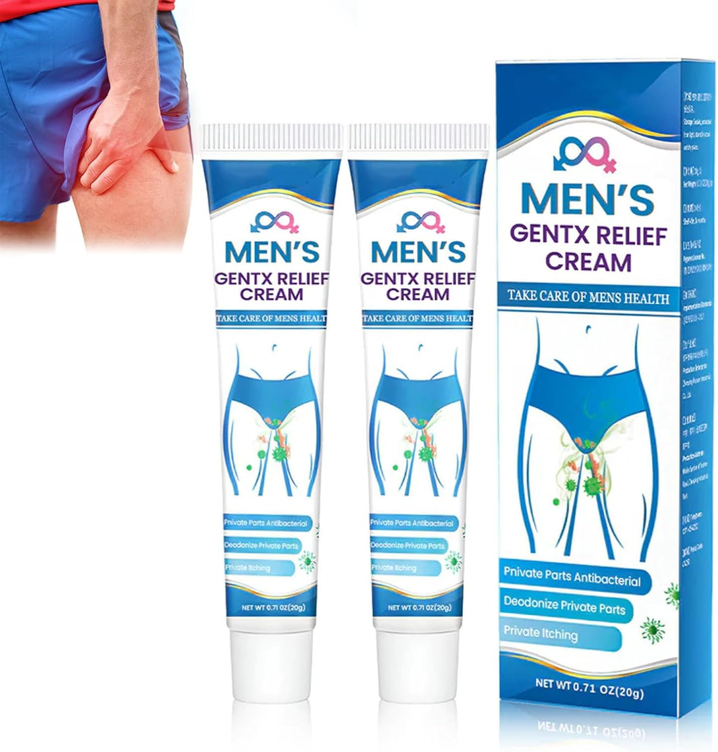 Timilk Men&rsquo;S Gentx Relief Cream, Quickly Relieve Itching Creams, Gentle Moisturizer for Men&rsquo;S Skin Care Routine (2Pcs)