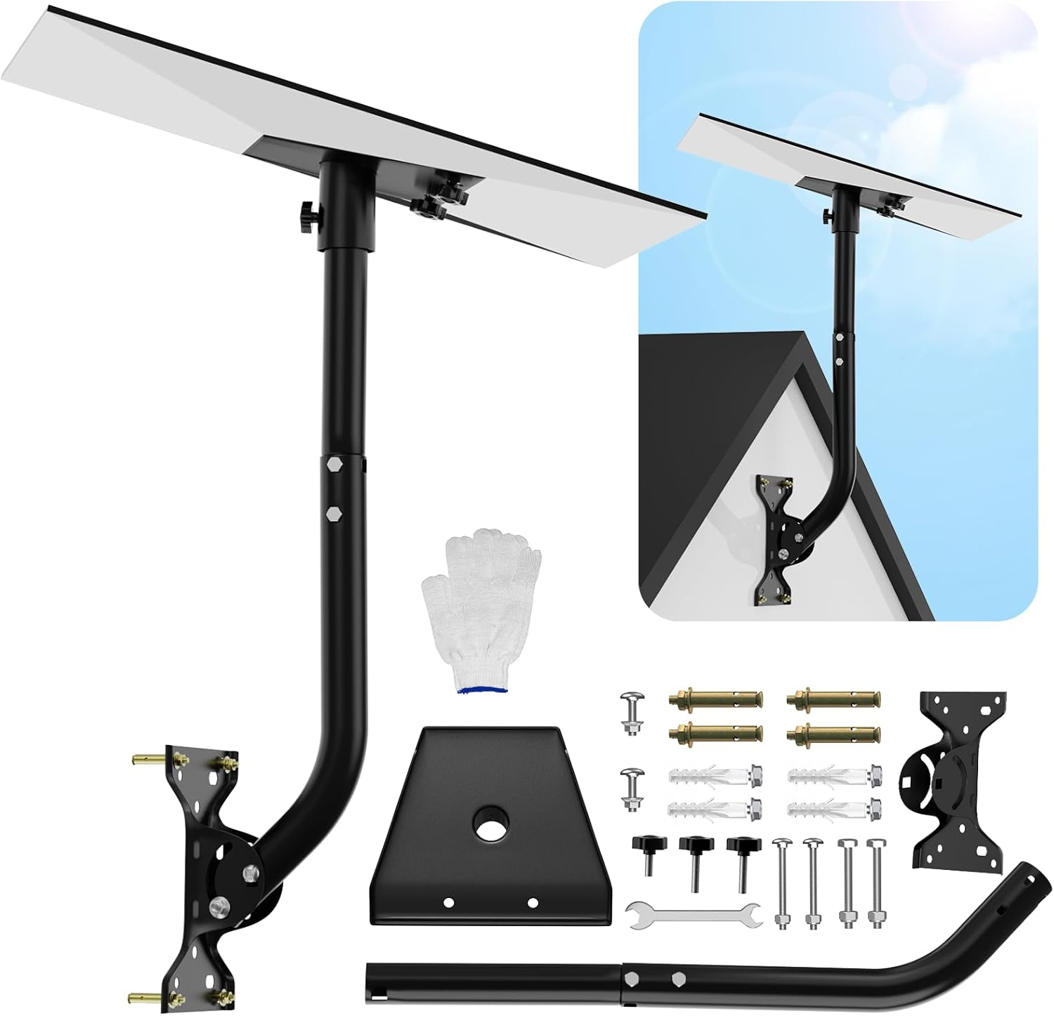 Starlink Gen 3 Mount with Extendable Pipe, FISHOAKY 360 Degree Adjustable Gen 3 Starlink Heavy Duty Pivot Roof Mount with Gloves, Starlink Mounting Kit for Wall/Roof image number 1