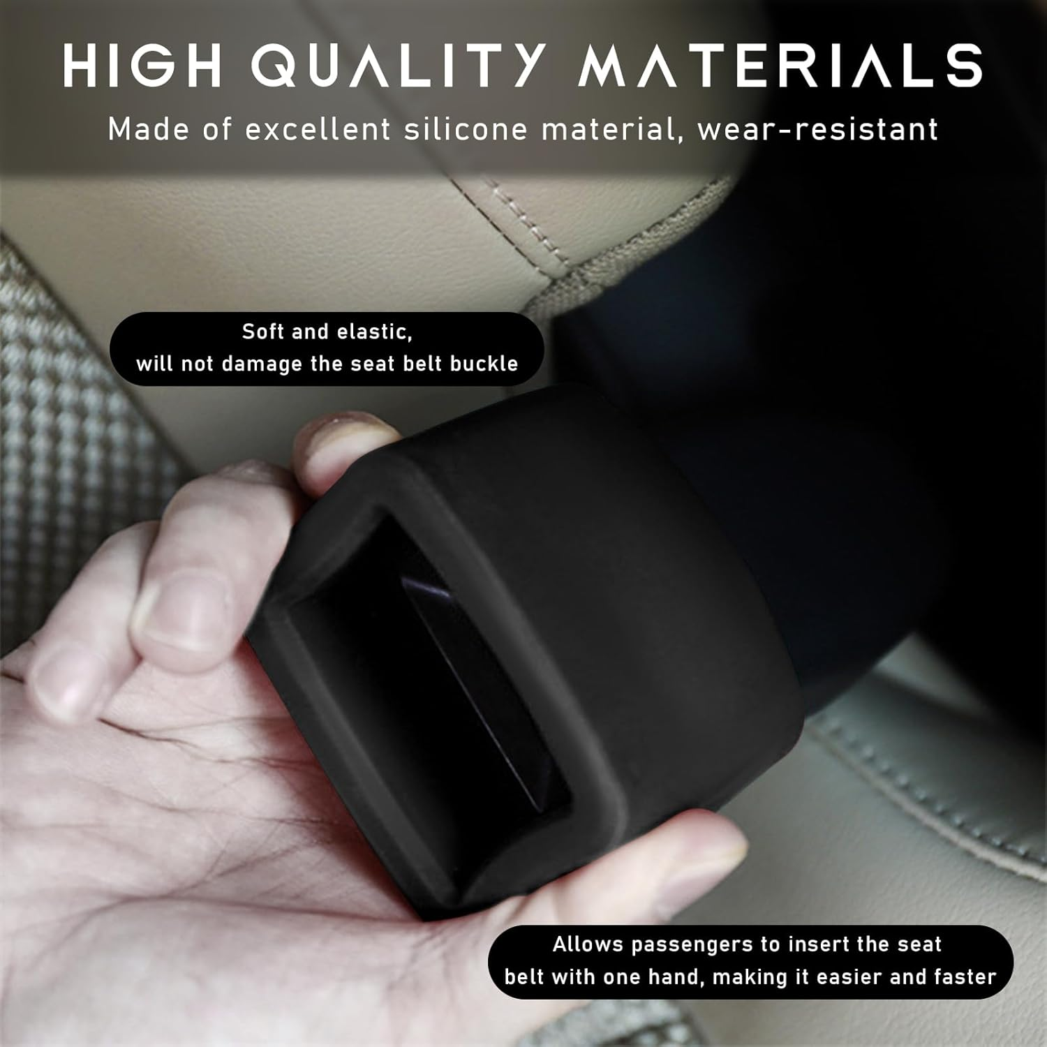 Ohleats 2 PCS Seat Belt Buckle Holder, Silicone Buckle Booster Raises Your Seat Belt for Easy Access, Buckle Cover Makes Receptacle Upright Buckling, Car Accessories for Kids (Black) - Blue image number 3