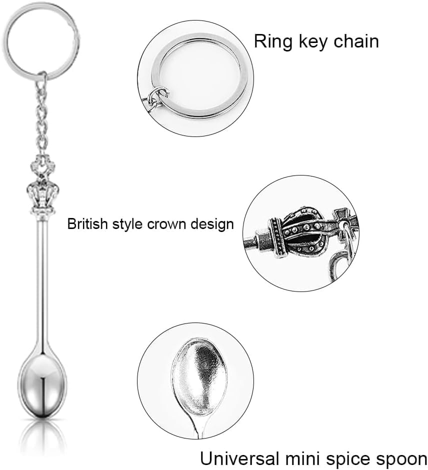 FRAINBOWZ Mini Spoons,Set of 4 Mini Shovel Spoon,Tiny Coffee Spoons,Pendants Necklace Vials for Measuring Spices, Glitter Powder, Coffee, Cake, Filling Bottles（Grey + Silver）