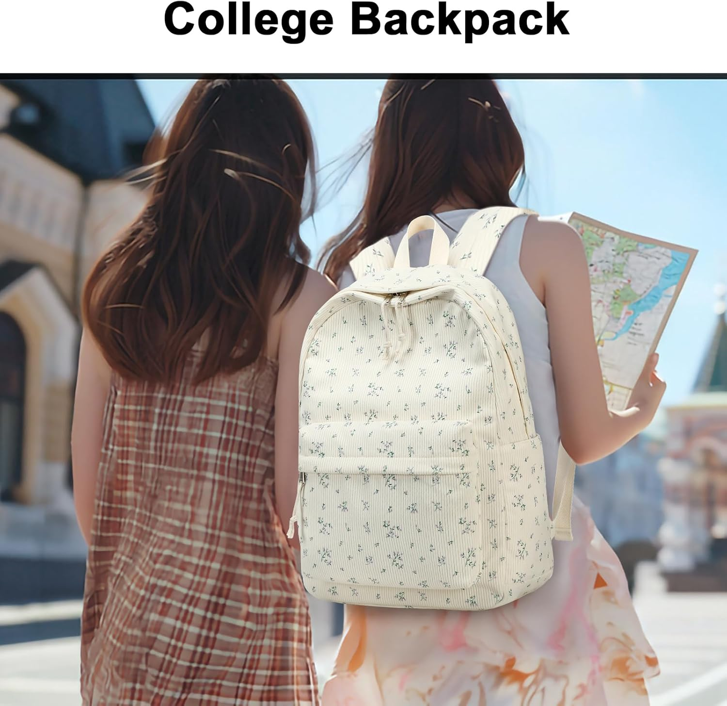 Bookbag Girls School Backpack Cute Floral Schoolbag Laptop Shoulder Bag Daypack for Teen Girls Boys image number 4