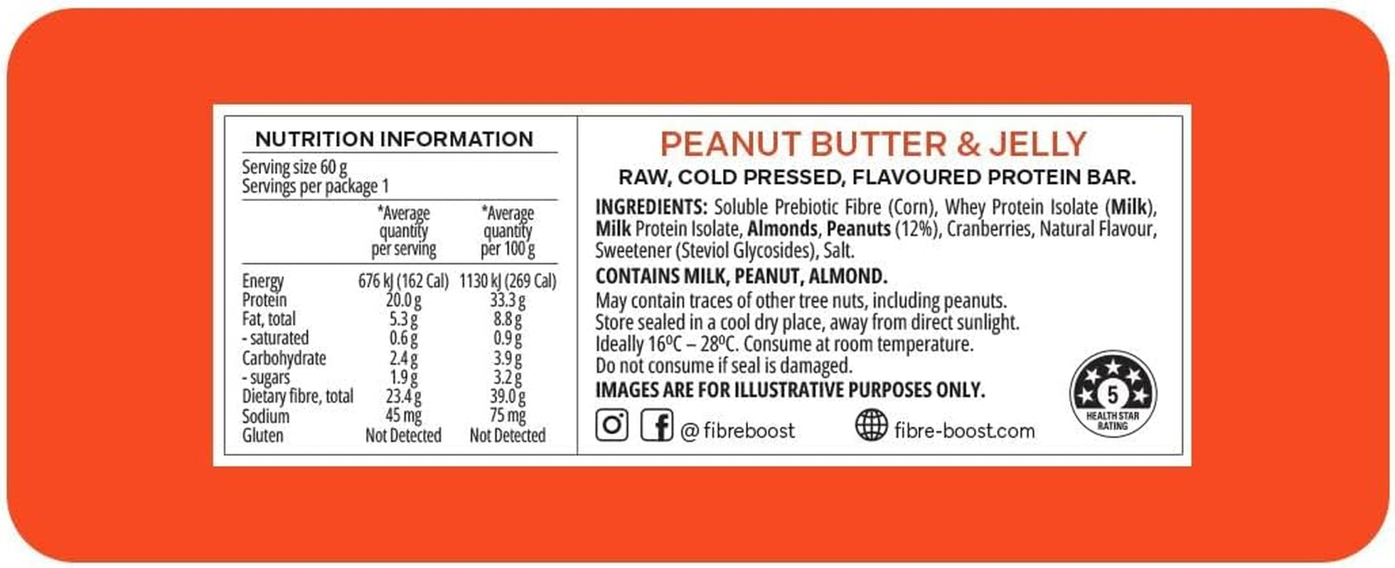 Fibre Boost Cold Pressed Peanut Butter and Jelly Flavoured Protein Bar image number 1