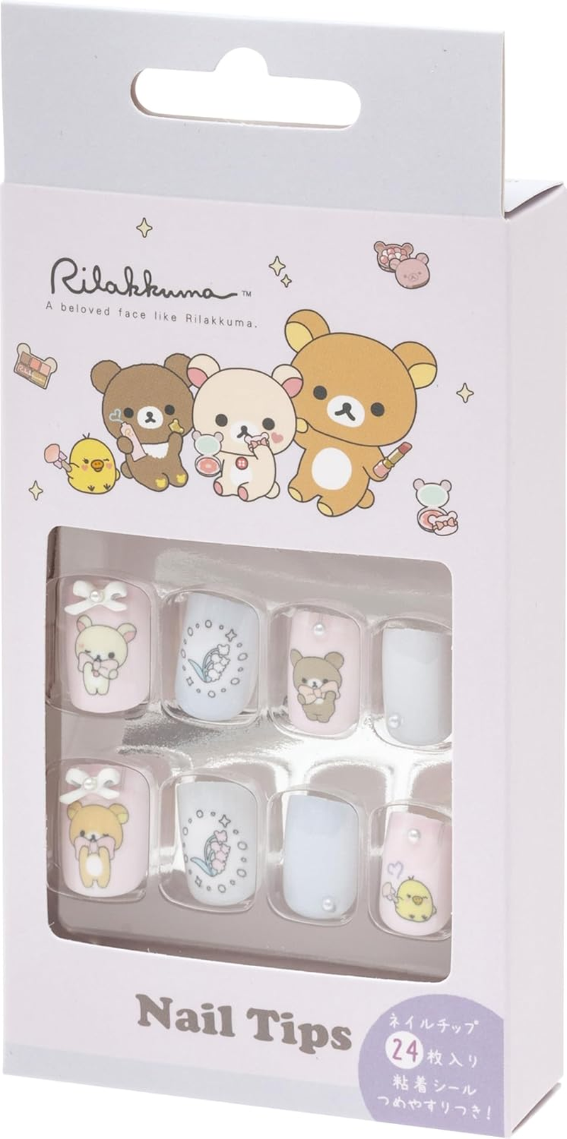 San-X FE45202 Rilakkuma, Korilakkuma, Kiiroitori, Chiroic Bear Nail Tips image number 1