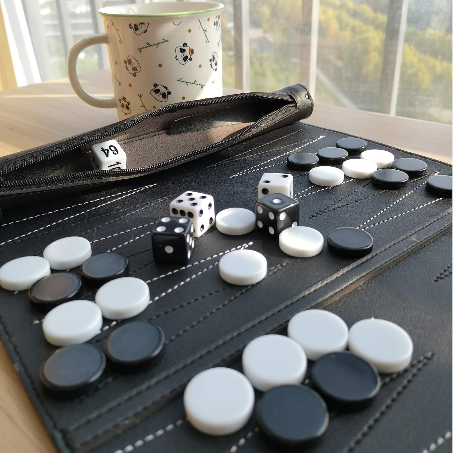 Funvalley Surperfect Backgammon Set - Premium Genuine Leather Travel Backgammon Board Game for 2 Players, Ages 8+