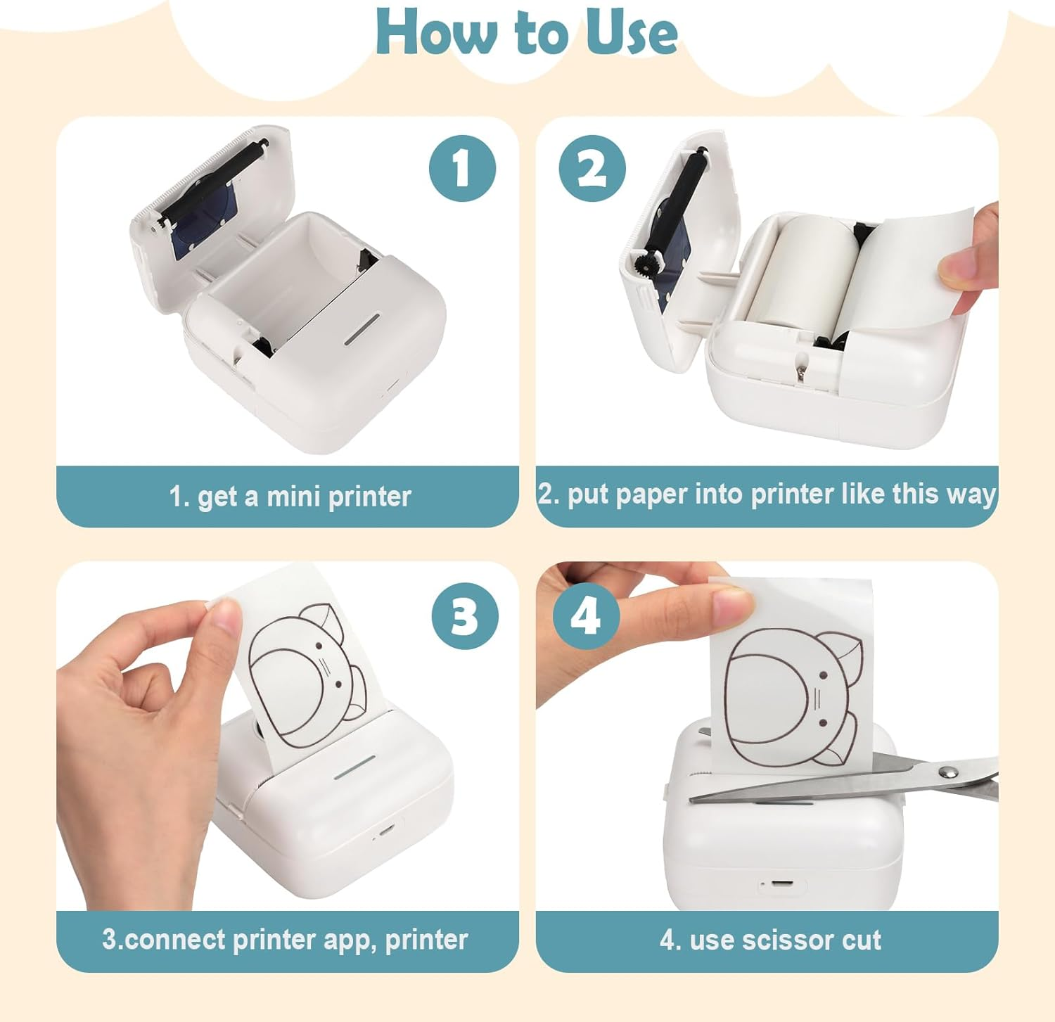 3 Rolls Mini Thermal Sticky Paper, Transparent Printer Paper 57X25Mm, Sticker Paper for Photo Journal Notes Memo image number 3