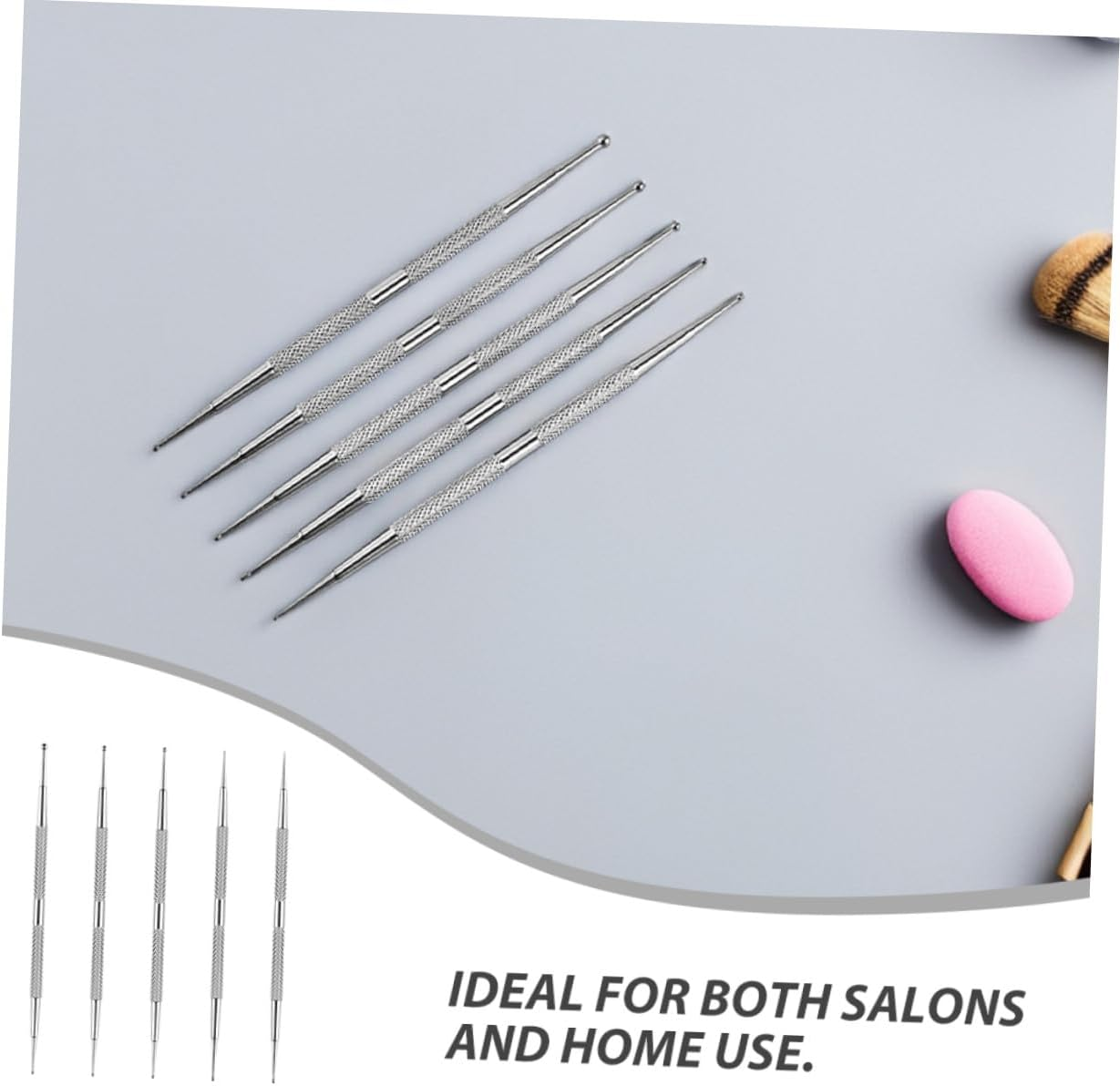 Garneck 5PCS Dual Ended Nail Dotting Pen Set Stainless Nail Design Dot Tool for Rhinestones Picker Manicure Art Painting DIY Salon Use image number 6