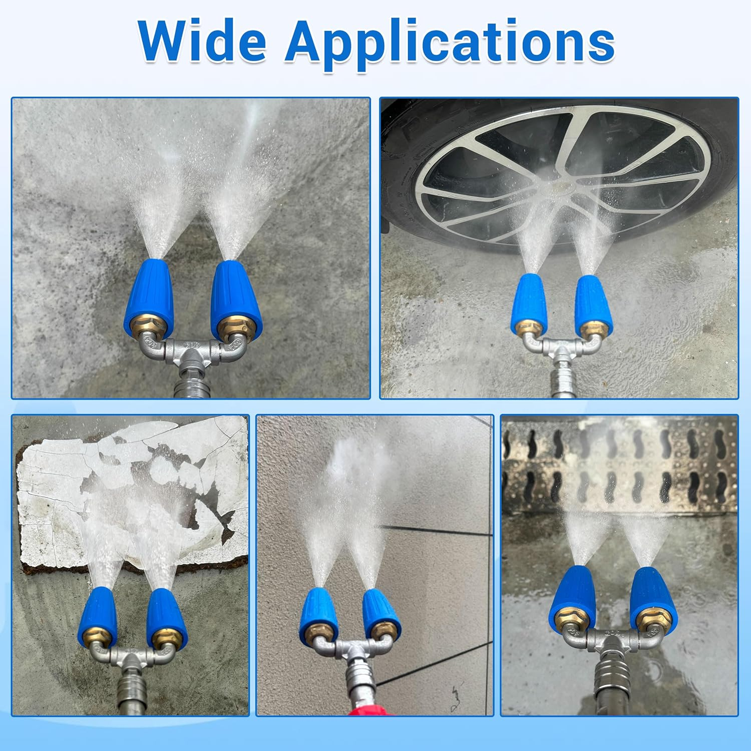 EZALOR Dual Turbo Nozzle Pressure Washer, 360&deg;Rotating Turbo Nozzle with 1/4" Quick Connector, 2.0 Orifice Twin Turbo Nozzle, 4-6 GPM, 4000 PSI image number 5