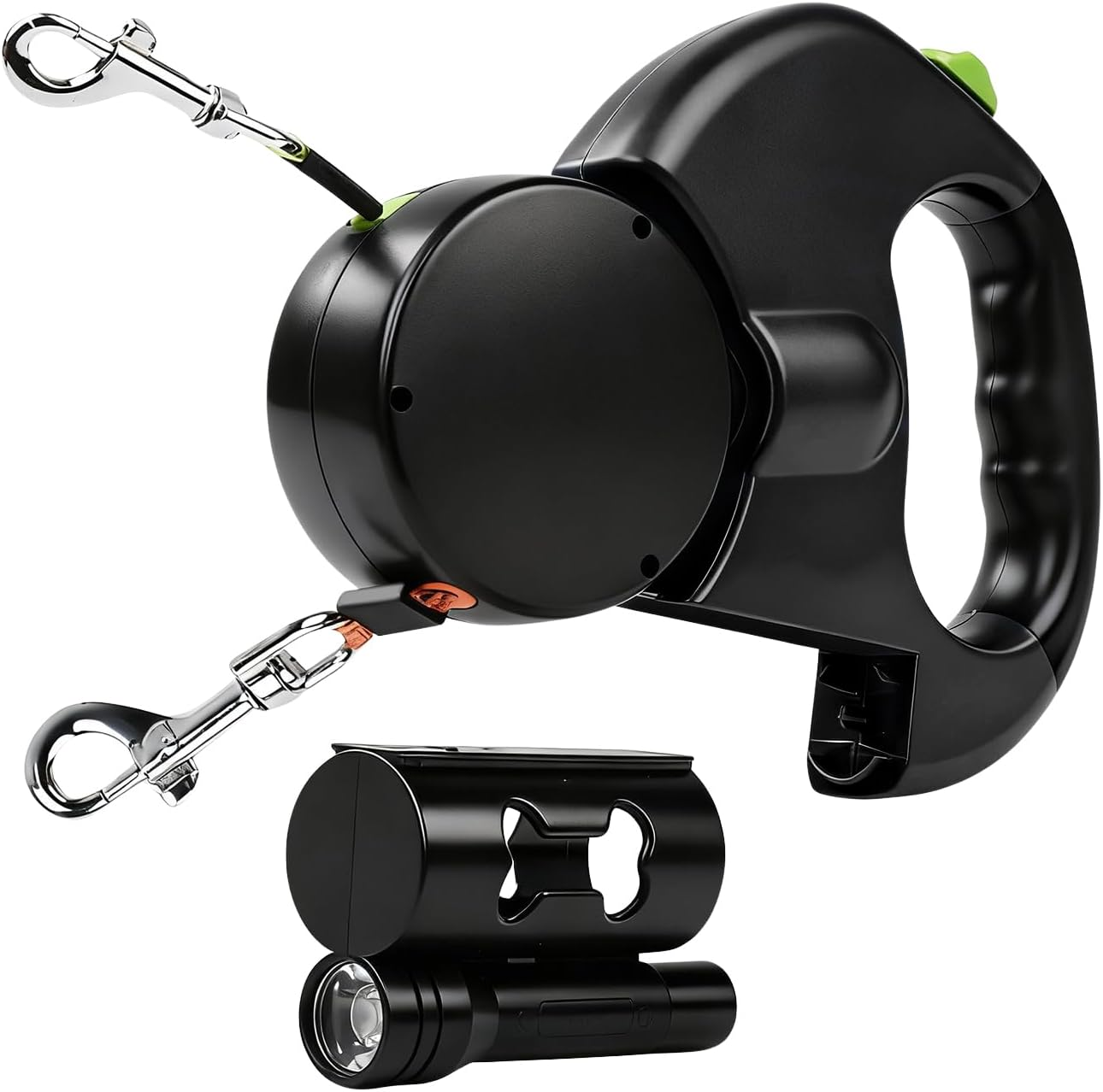 Nimomo Dog Lead Retractable Double Dog Lead Pet Leash 1 Tow Rope 2 Double with Torch and Pocket Dispenser image number 6