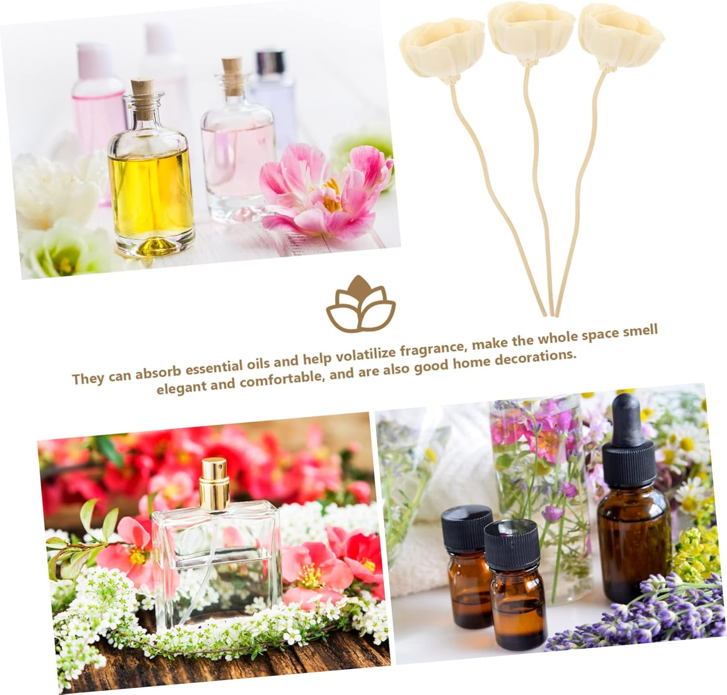 Aromatherapy Flower Diffuser Sticks 10Pcs Rattan Grass Essential Oil Reeds for Home Office Decor image number 6