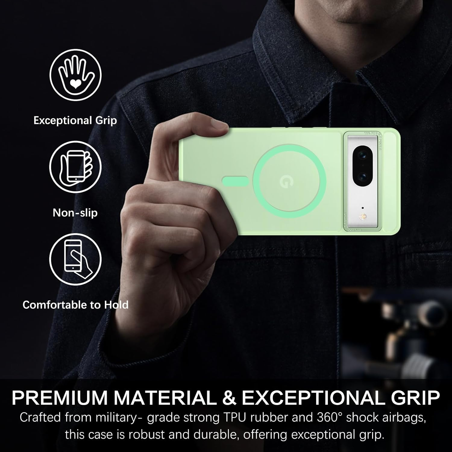 BENTOBEN for Google Pixel 7 Case [Compatible with Magsafe] Translucent Matte Magnetic Pixel 7 Case Magsafe Slim Thin Shockproof Women Men Protective Phone Cover for Google Pixel 7 6.4", Matcha Green - Grey Blue image number 6