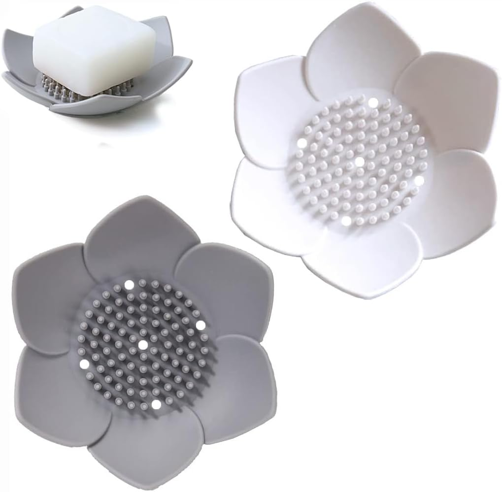 Custelen 2-Pack Silicone Soap Dishes with Draining - for Shower, Sink, and Bathtub | Extend Soap Life image number 3