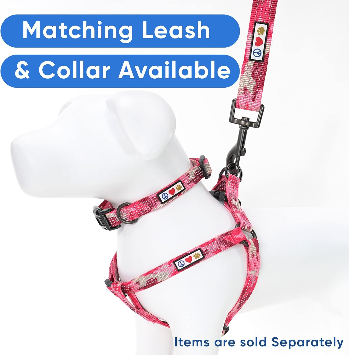 Pawtitas Reflective Step in Dog Harness or Reflective Vest Harness, Comfort Control, Training Walking of Your Puppy/Dog Harness Small S Pink Camo image number 2