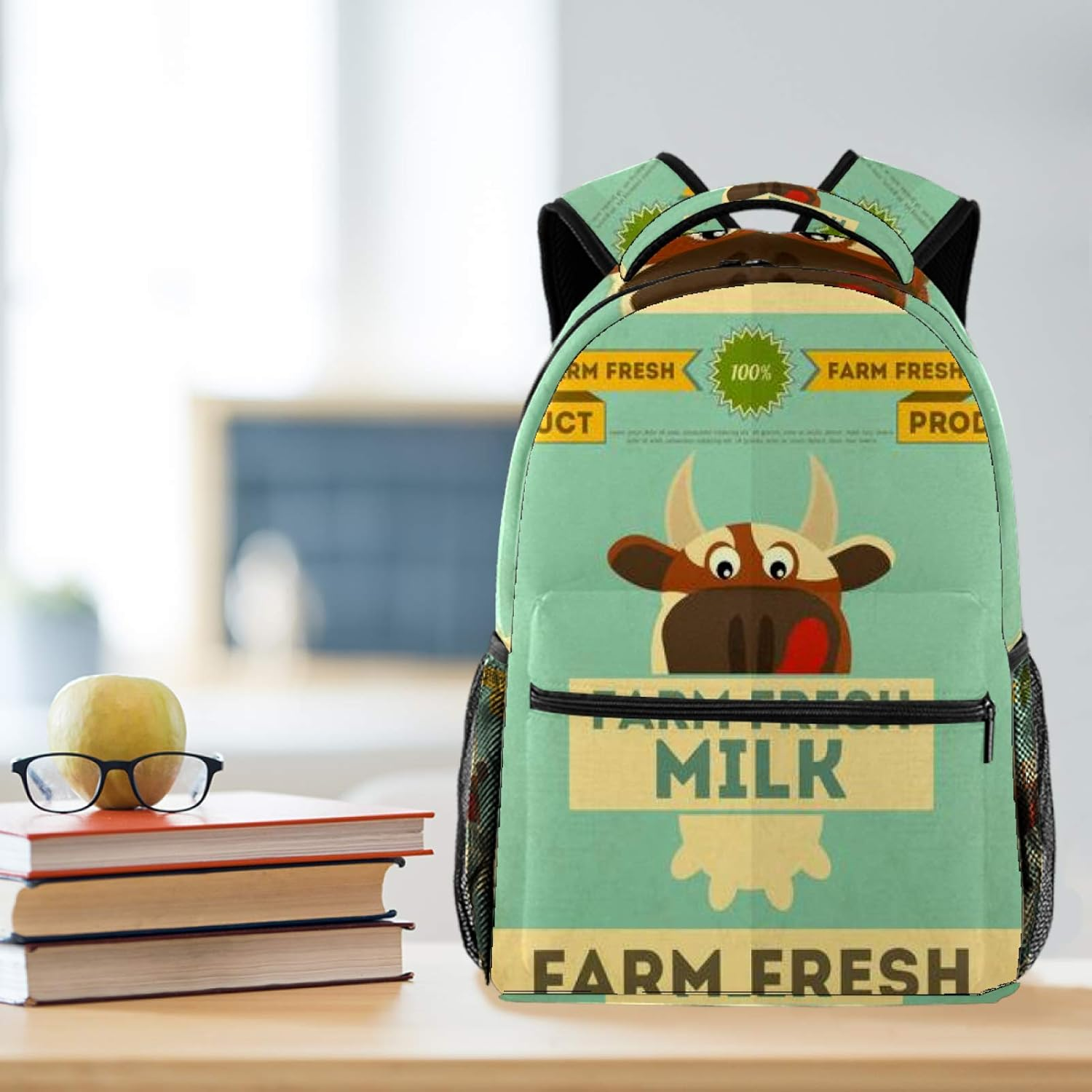 Students Backpack Farm Fresh Milk Poster Casual Backpack for Girls and Boys Bookbag School Bag Travel Daypack image number 2