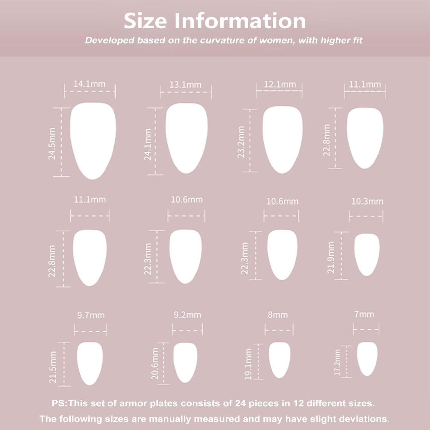 24PCS French Tip Almond Press on Nails,Cute Medium Oval False Nails with White Edge Design,Nude Coffin Fake Nails,Glossy and Full Cover Acrylic Nails for Women or Girls - Style-2 image number 2