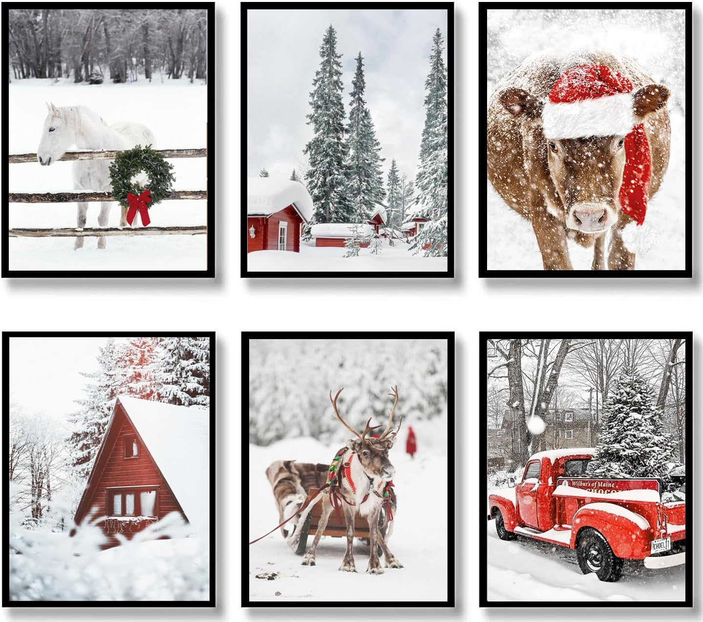 Quzenu Boho Wall Art Mid Century Modern Decor Canvas Prints Set of 6 Black and White Neutral Abstract Boho Wall Decor for Bedroom Living Room Bathroom 8"X10" UNFRAMED