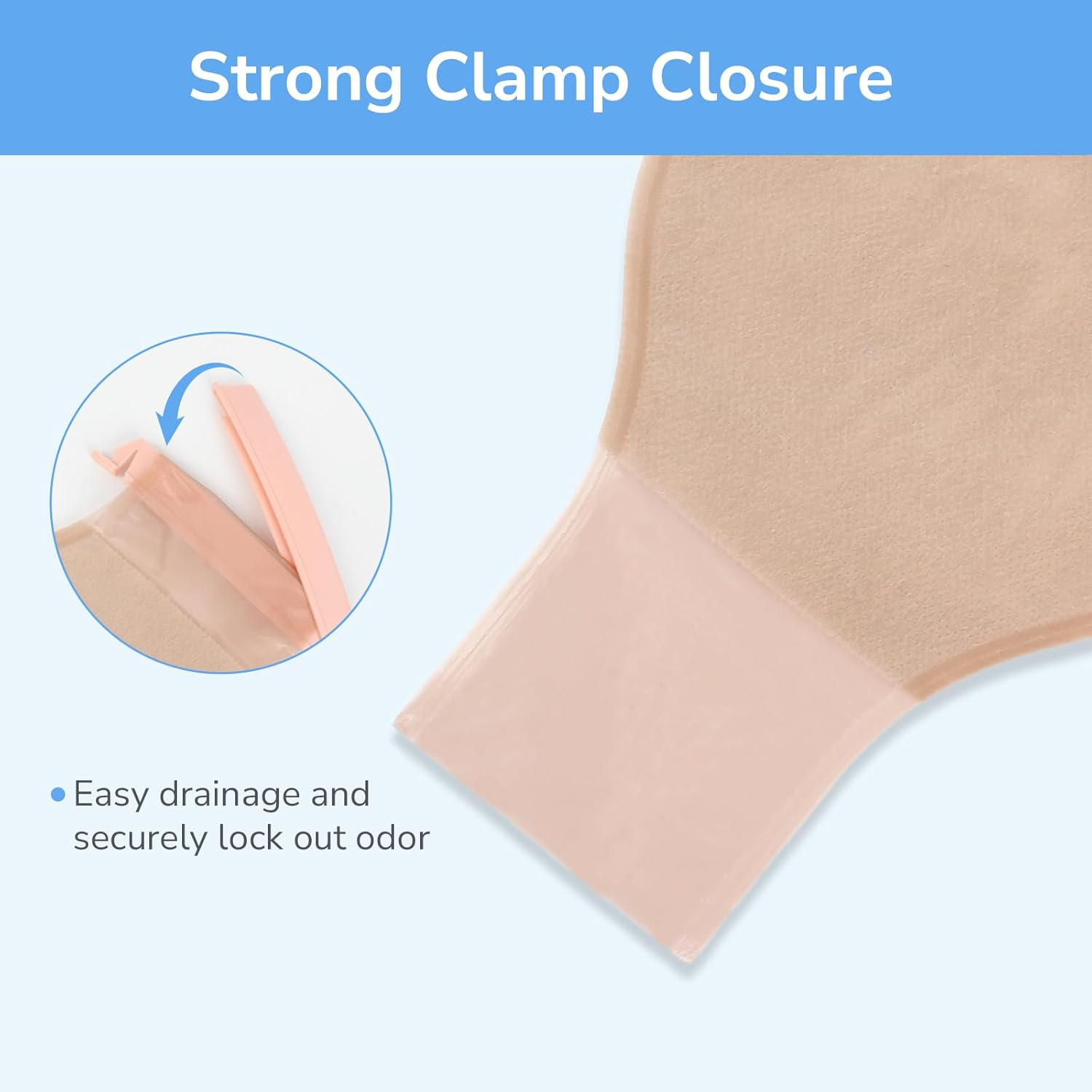 22 PCS Ostomy Supplies Colostomy Bags, 2 Piece Clamp Drainable Pouches for Colostomy Ileostomy Stoma Care, Cut-To-Fit, 70 Mm Max (16 X Ostomy Bags+ 6 X Barriers+3 X Clamps) image number 4