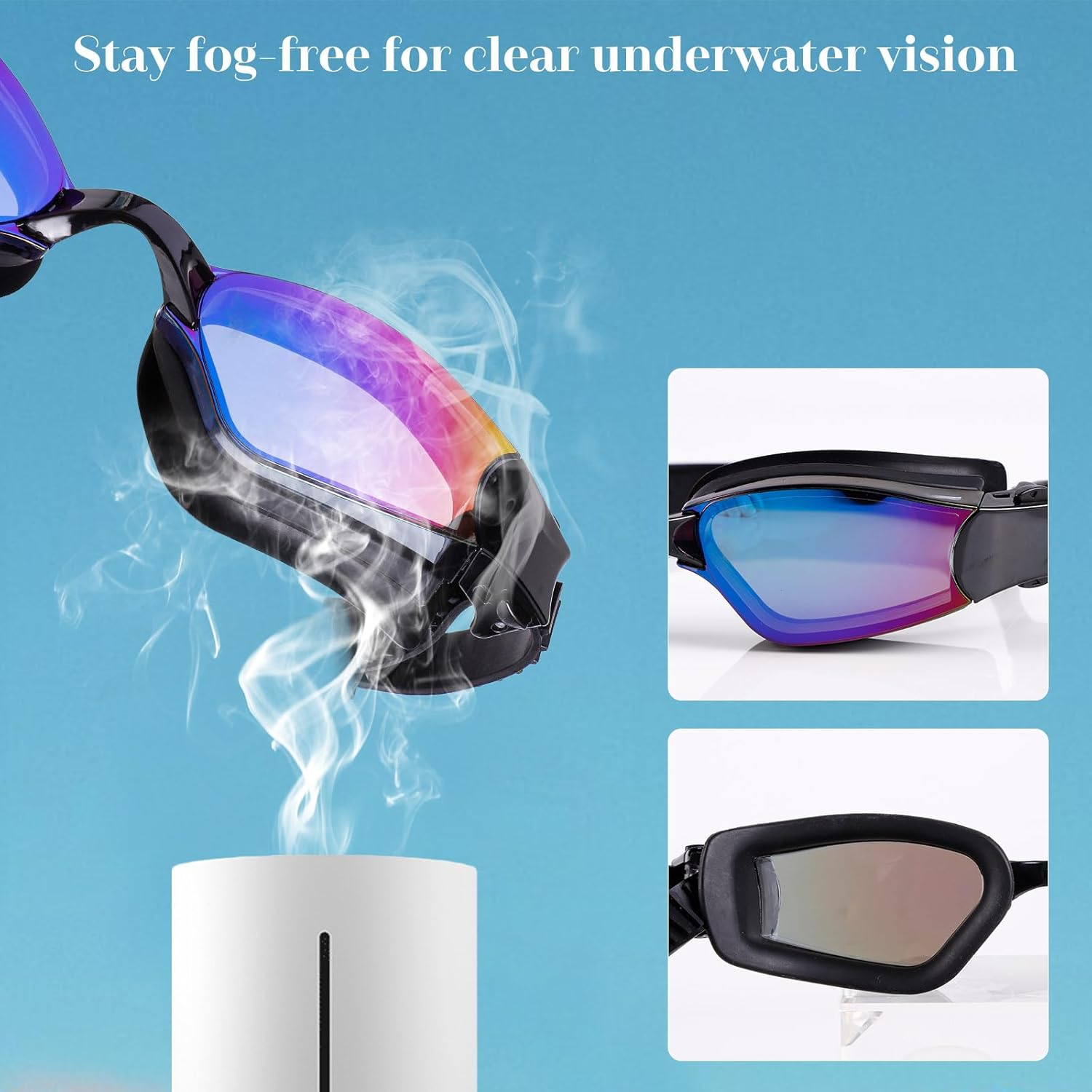 CYFIE Swimming Goggles Set Premium Swim Goggles with Customizable Fit, Soft Silicone Strap, Anti-Fog Polycarbonate Lenses, Swimming Cap - Ideal for Competitive Swimmers and Leisure Use image number 5