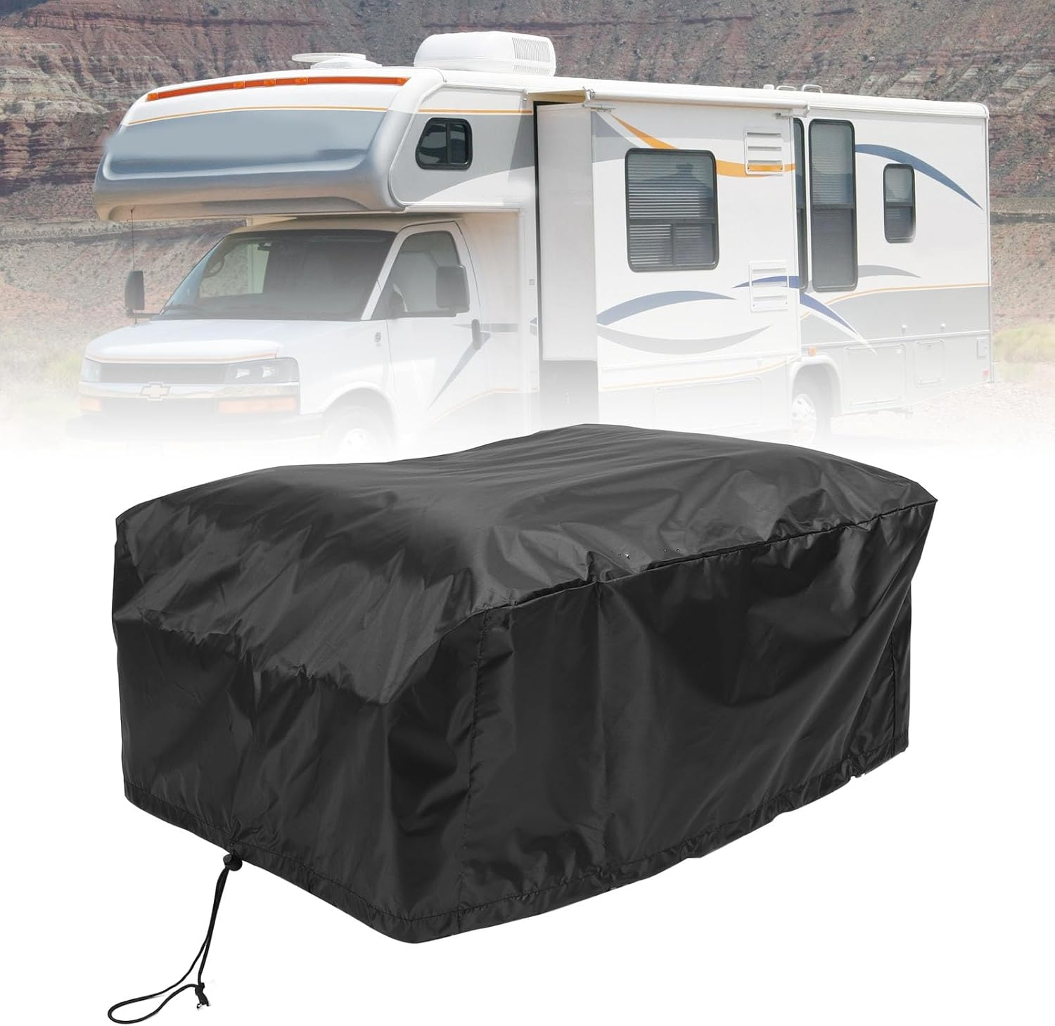 RV Air Conditioner Cover, AC Winter Cover with Drawstring, RV Roof Top AC Cover Replacement, Air Conditioner Protective Cover for outside Travel (Large Size: 42.5X30X14.25 Inches)