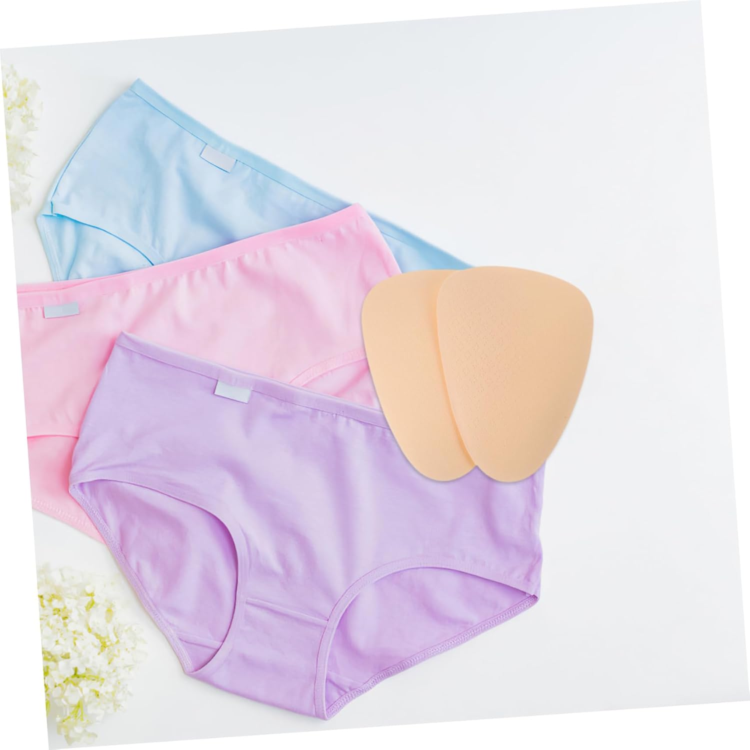 2Pcs Women Private Chinlon Underwear Pad Hiding Insert Panty Supplies Replacement Swim Private Pads Comfortable Soft Cover for Female Intimate Areas Beige image number 4