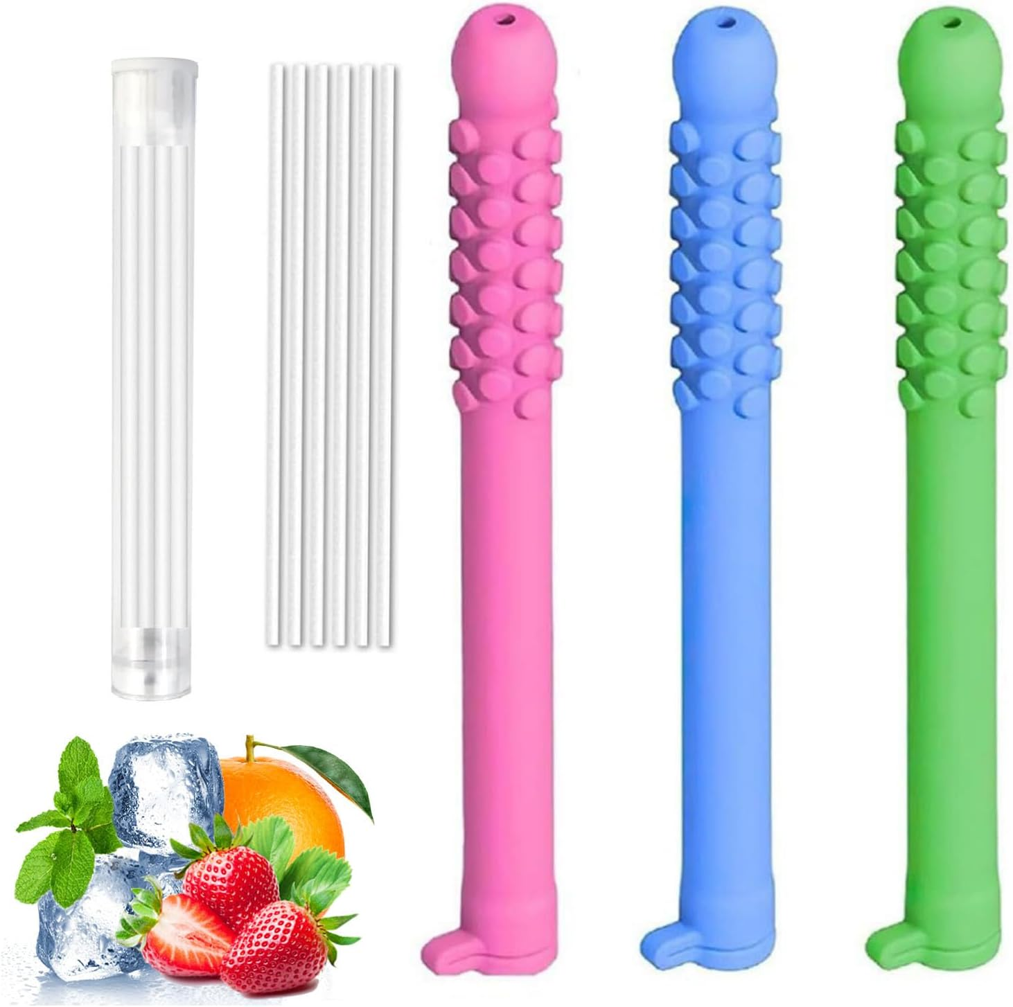 Chewable Essential Oil Breath Stick, 3PCS Chewable Breather Stick for Fresh Breath, Portable Breath Freshener with Replacement Cores and Storage Box, Improving Your Habits of Biting Pen and Smoking image number 3