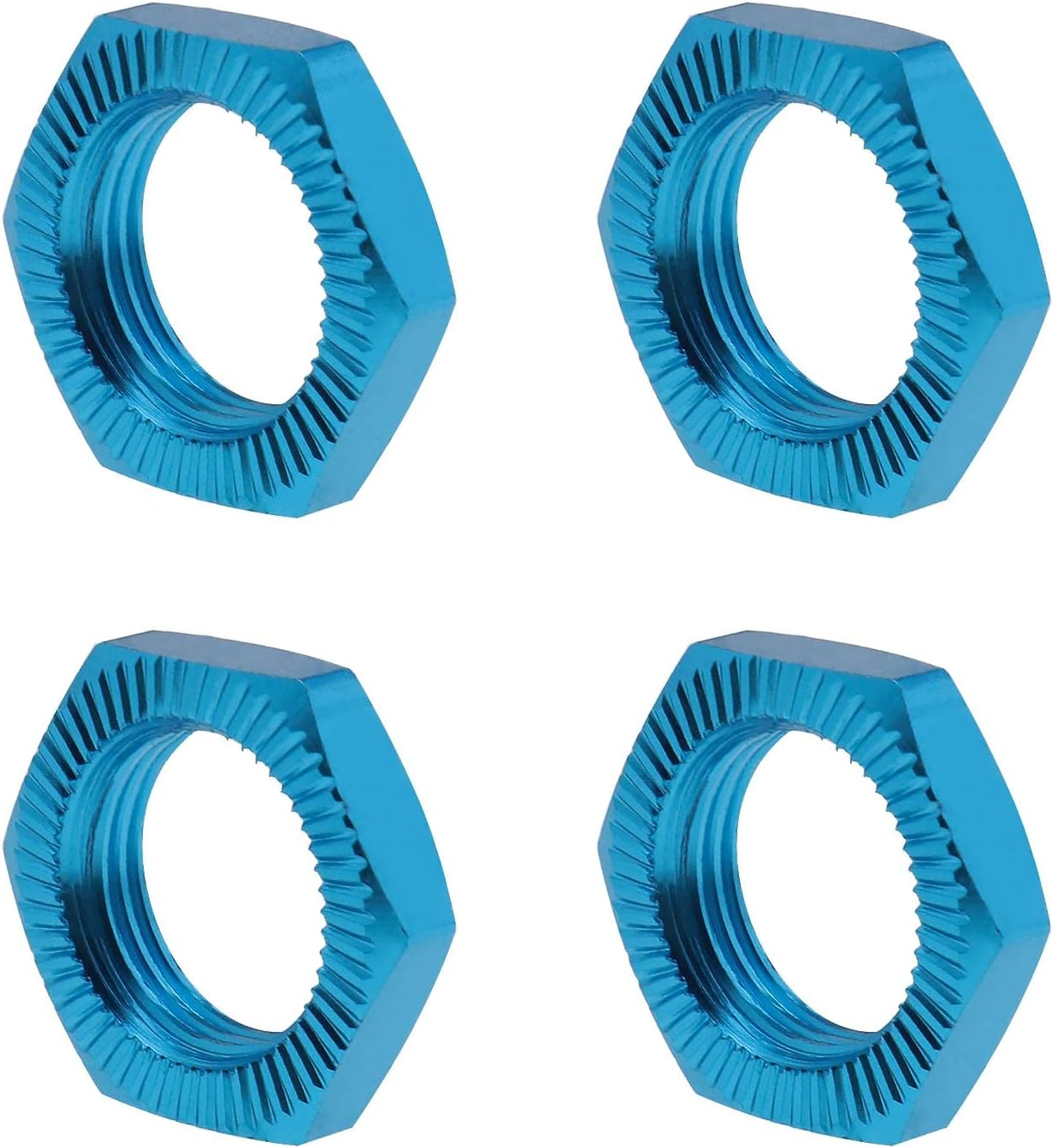 Emsea 4PCS 17Mm Aluminum Alloy Wheel Nut Compatible with RC Car Wheel Hex Hub Nut Thread 1.0Mm for 1/8 Car 17Mm Spanner 12Mm Thread Diameter Upgraded Parts Blue image number 2