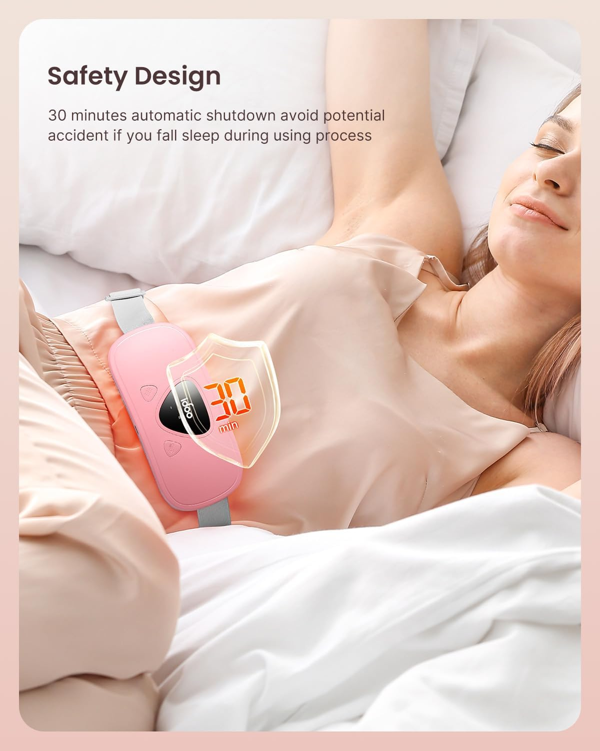 Idoo Large Heating Pad for Cramps, Cordless Portable Menstrual Heat Pack for Pain Relief with 3 Heat Levels and 3 Vibration Massage Modes, Fast Back or Belly Heating, Ideal Gifts for Women, Girls (Pink)