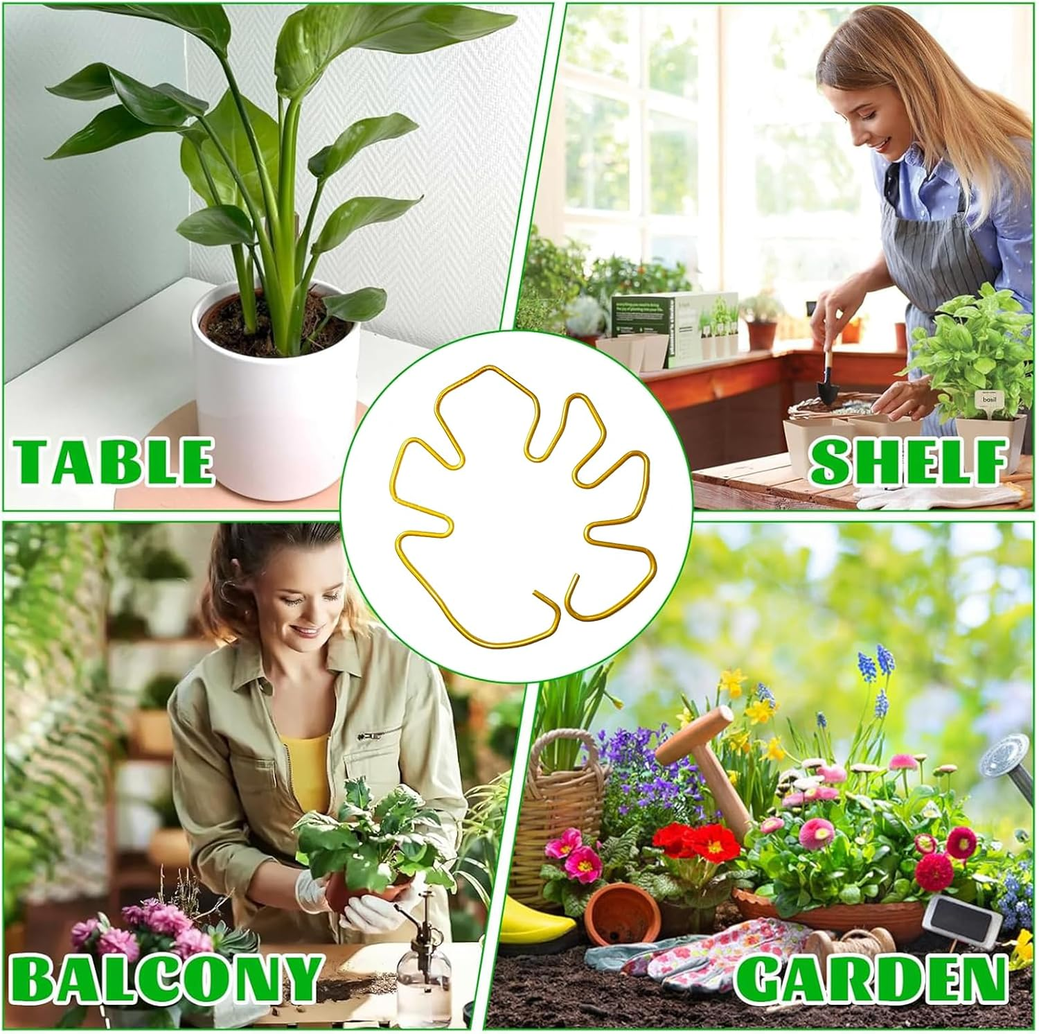 Zalizr 5 PCS Plant Stem Support, Metal Monstera Stabilizer Grapple Holder, Durable Turtle Shell Bamboo Support for Healthy Growth, Easy-To-Use Wear-Resistant Plant Stabilizer (Gold, 16X18 CM) image number 2