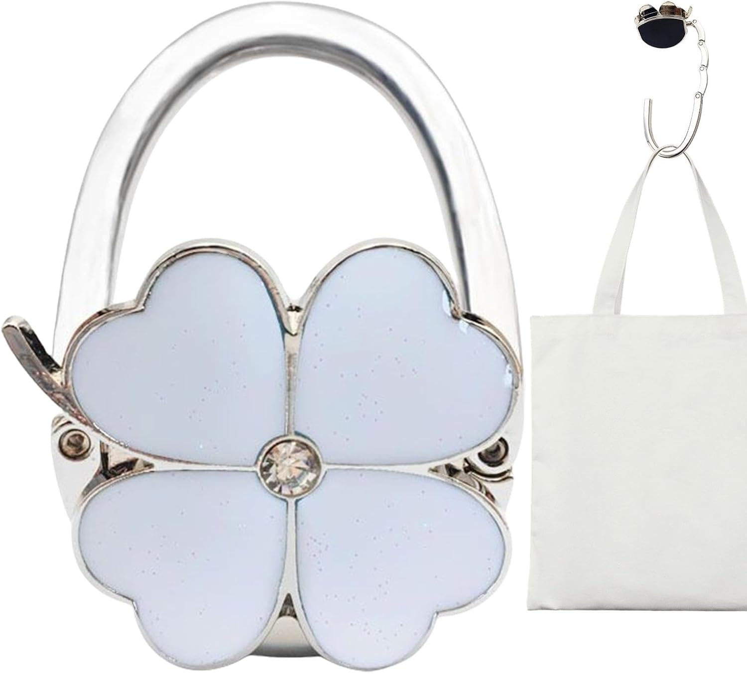 Bag Holder for Table, Purse Holder for Table | Four Purse Clips Designed in Clover - Pocket Holder, Handbag Organizers, Desk Bag Hanger For