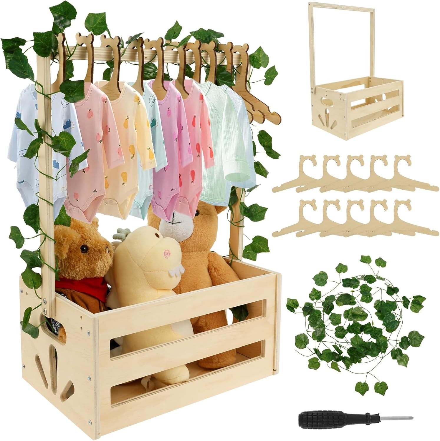 Wood Baby Crate Closet Kit Sturdy Neonate Storage Crate Easy to Install Baby Wood Box Storage Solid Versatile Newborn Boy Girl Welcome Basket for New Present