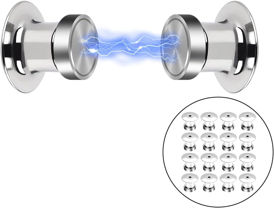 HAIKING Refrigerator Magnetic Pin Backs,12 PCS Silver round Metal Magnet Backs Locking Pin for Brooches, Jewelry Buckle Accessories (10 * 8 * 7Mm/0.39 * 0.31 * 0.27In) image number 1