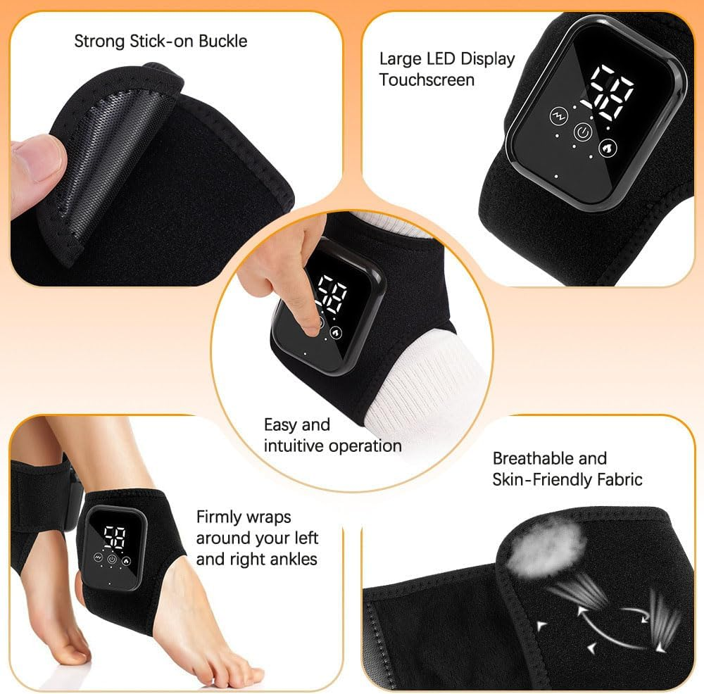 2 Pack Foot Massager, 3 in 1 Foot Revive Massager with 3 Vibration Mode, Heated Ankle Wrap, 5 Heat Level for Foot Relaxation, Wireless & Portable image number 1