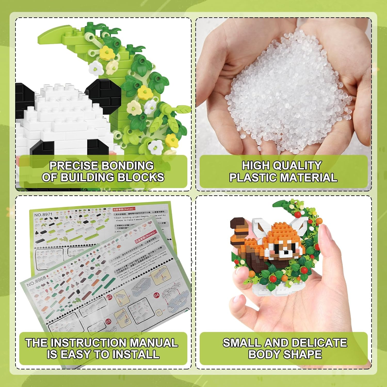 VEQENIFY Mini Panda Building Blocks, Panda Building Blocks, Animal Set, Mini Animals Building Blocks Set, Cute Animal Building Blocks, for Children from 6 Years, Adults, Birthday Gifts image number 5