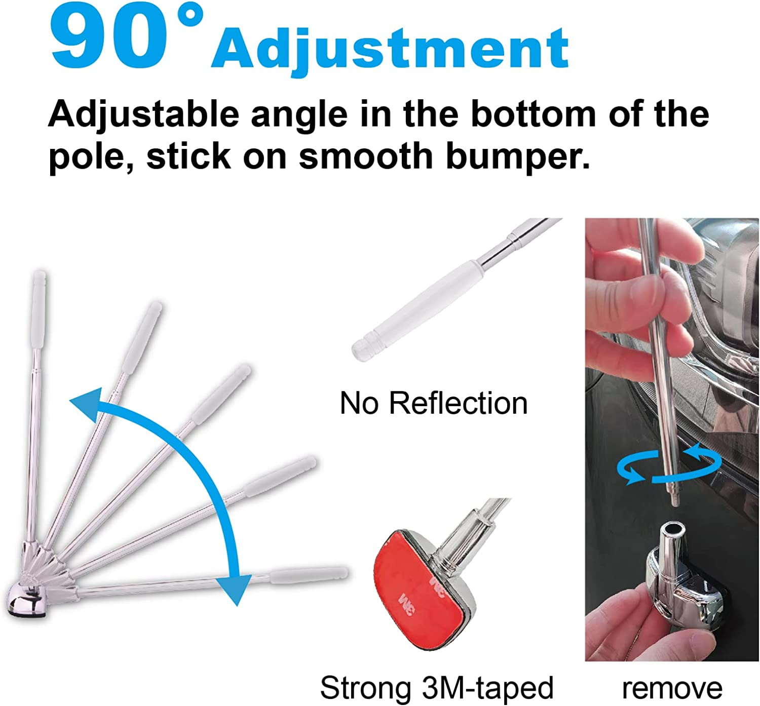 2-Pack Car Bumper Corner Antenna Pole Adjust Driving Parking Marker Protector for Green Hand in Driving Fit Universal Car Hypersonic image number 5