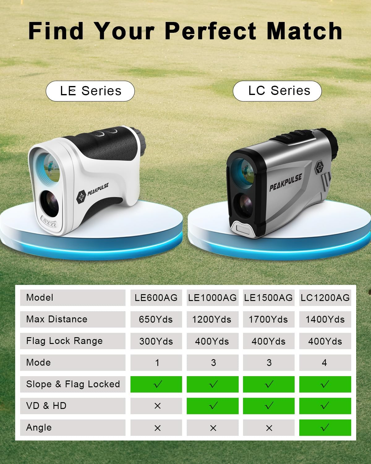 PEAKPULSE Golf Range Finder Accessories Rangefinder Gifts for Men Golfing Equipment Distance Finders with Slope Flag Pole Locking Vibration Fast Focus System