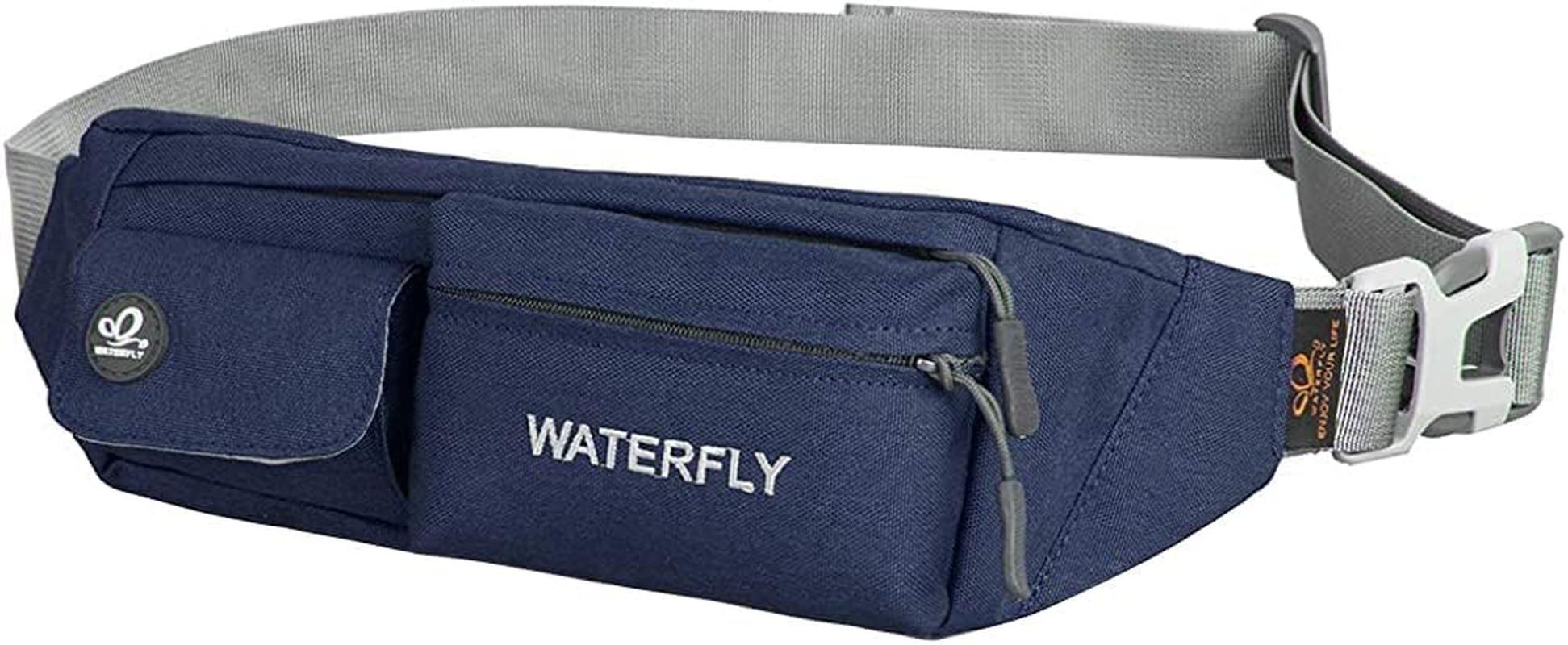 WATERFLY Fanny Pack for Women Men Water Resistant Small Waist Pouch Slim Belt Bag with 4 Pockets for Running Travelling Hiking Walking Lightweight Crossbody Chest Bag Fit All Phones&hellip;