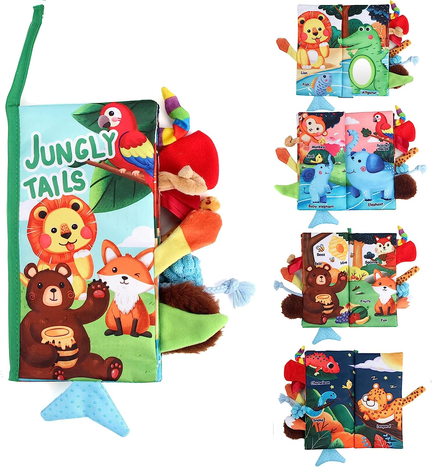 Coolplay Baby Toy Baby Soft Cloth Book Animal Tails Book, Printed Fabric Cloth Book, Baby Educational Toy Soft Cloth Book for Toddler image number 3