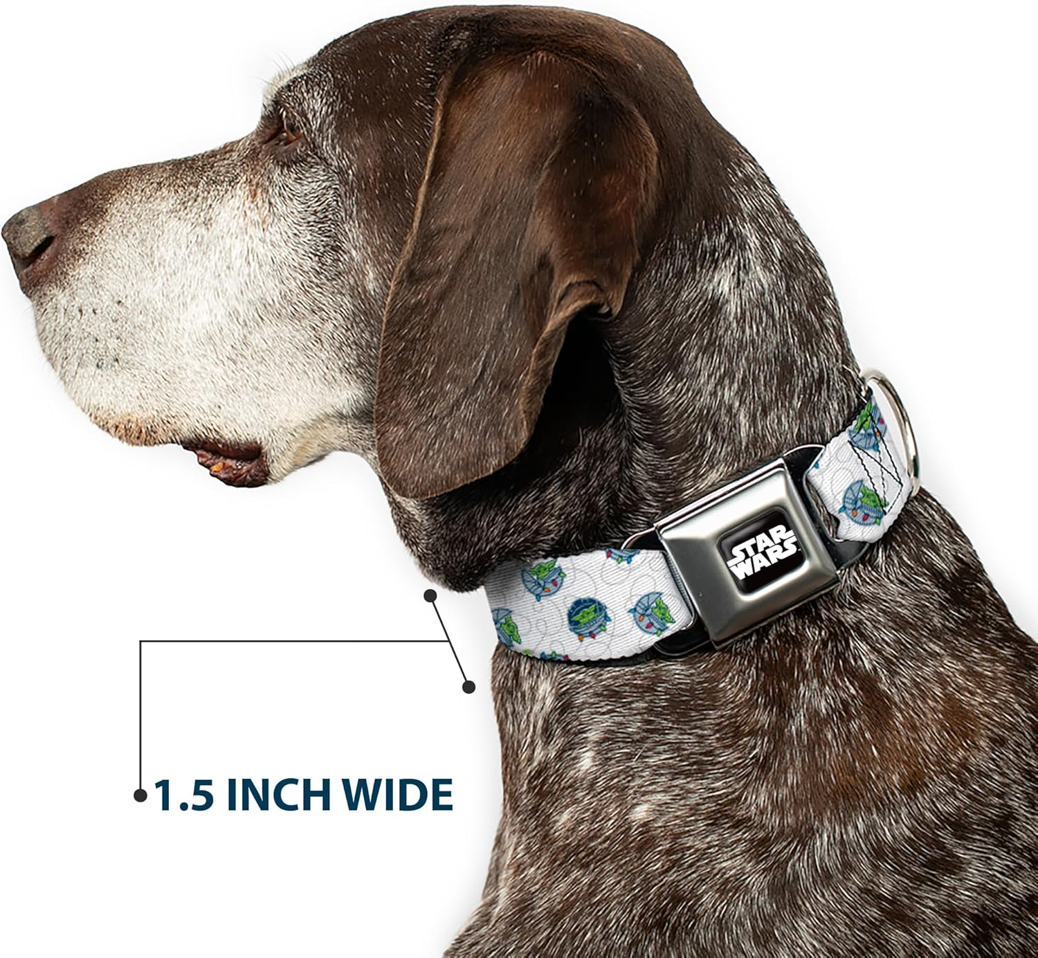 Dog Collar Seatbelt Buckle Star Wars the Child Holiday Carriage Pod Scattered White Gray 9.5 to 13 Inches 1.0 Inch Wide image number 4